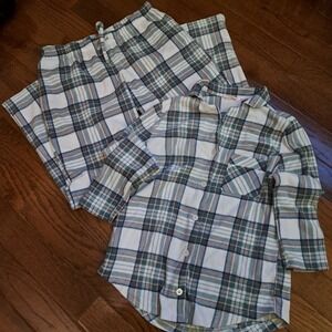 La Vie en Rose Womens Plaid Fleece Pajama Set Green‎ White Red Small Medium